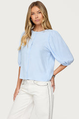 Pinstripe Linen Look Button Up Shirt
