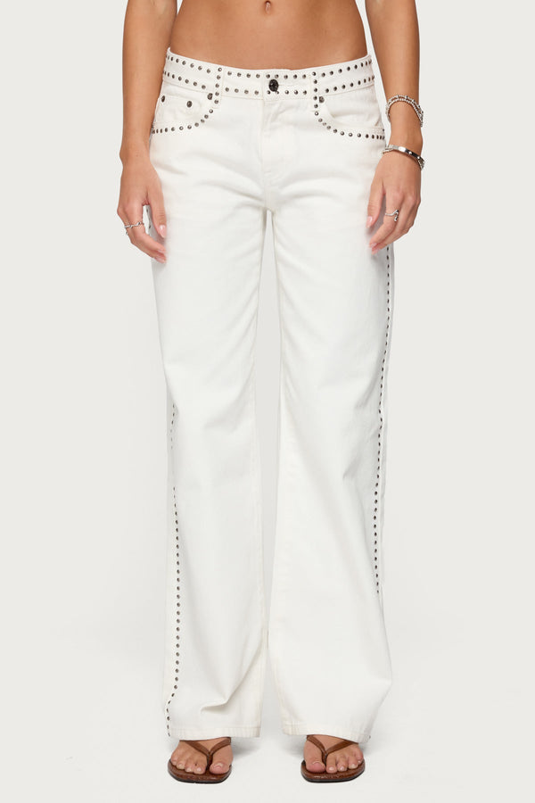Quincy Studded Low Rise Baggy Jeans