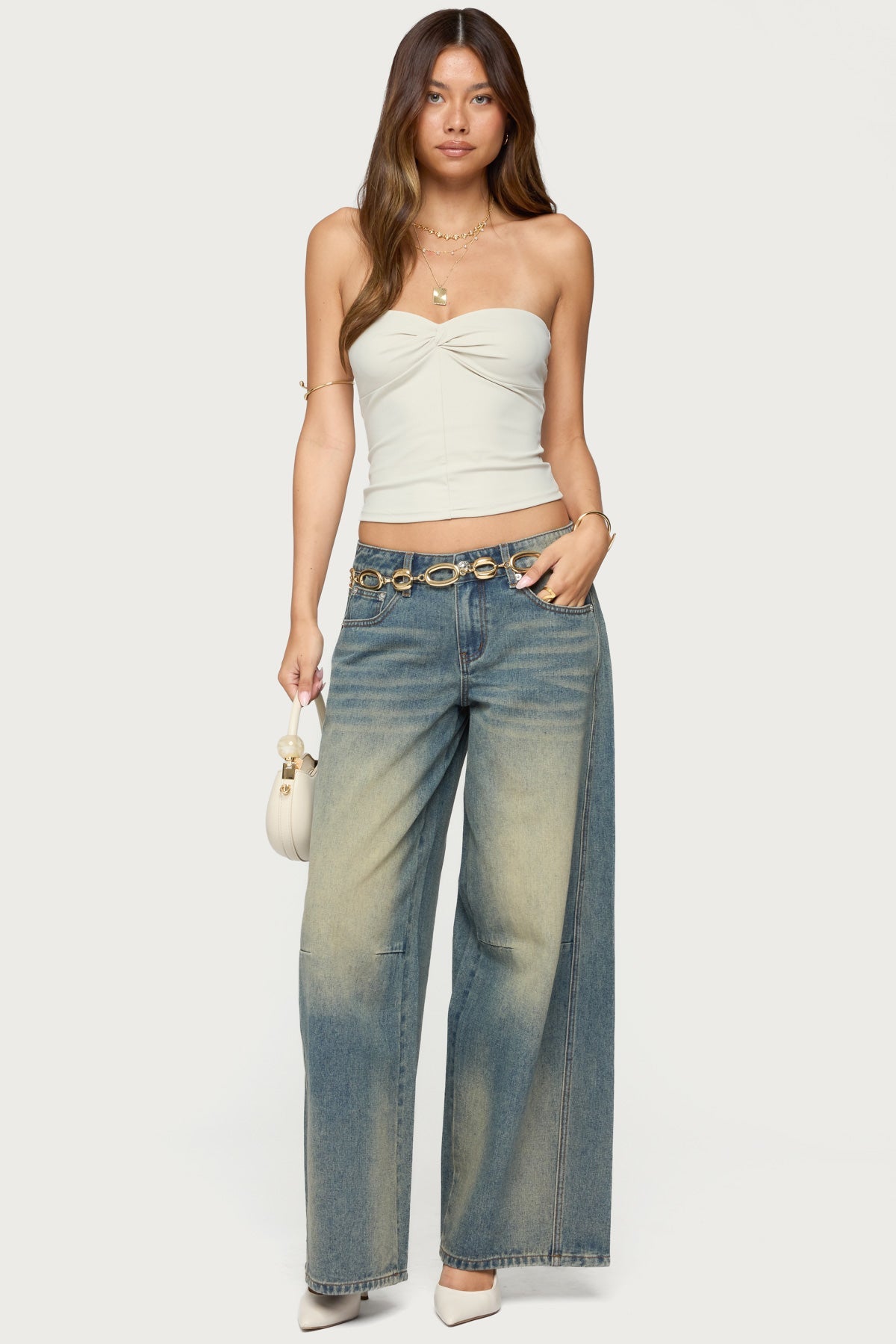 Washed Low Rise Baggy Jeans
