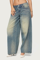 Washed Low Rise Baggy Jeans
