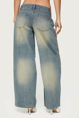 Washed Low Rise Baggy Jeans