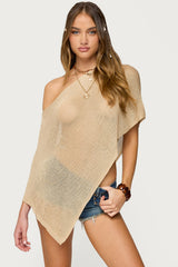 Azalia Asymmetric Knit Poncho