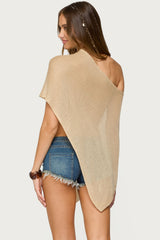 Azalia Asymmetric Knit Poncho