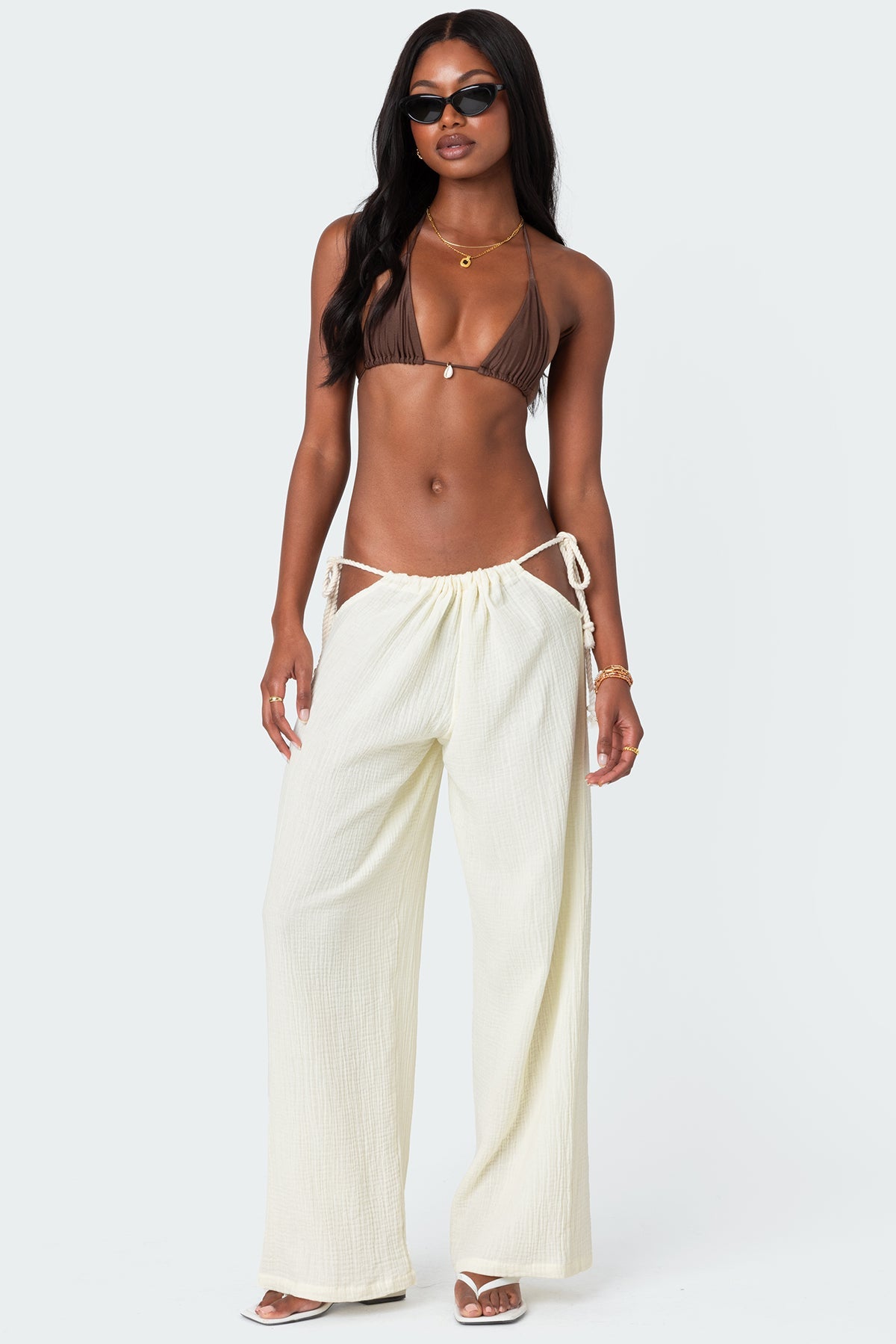 Leoni Side Tie Cotton Gauze Trousers