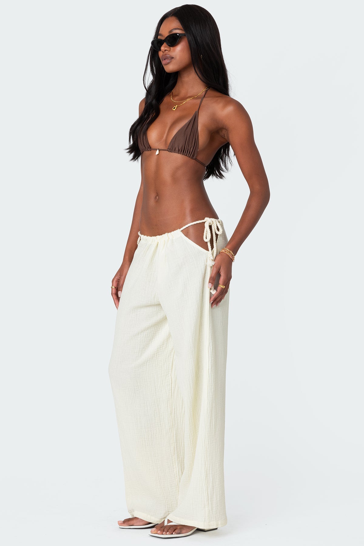 Leoni Side Tie Cotton Gauze Trousers