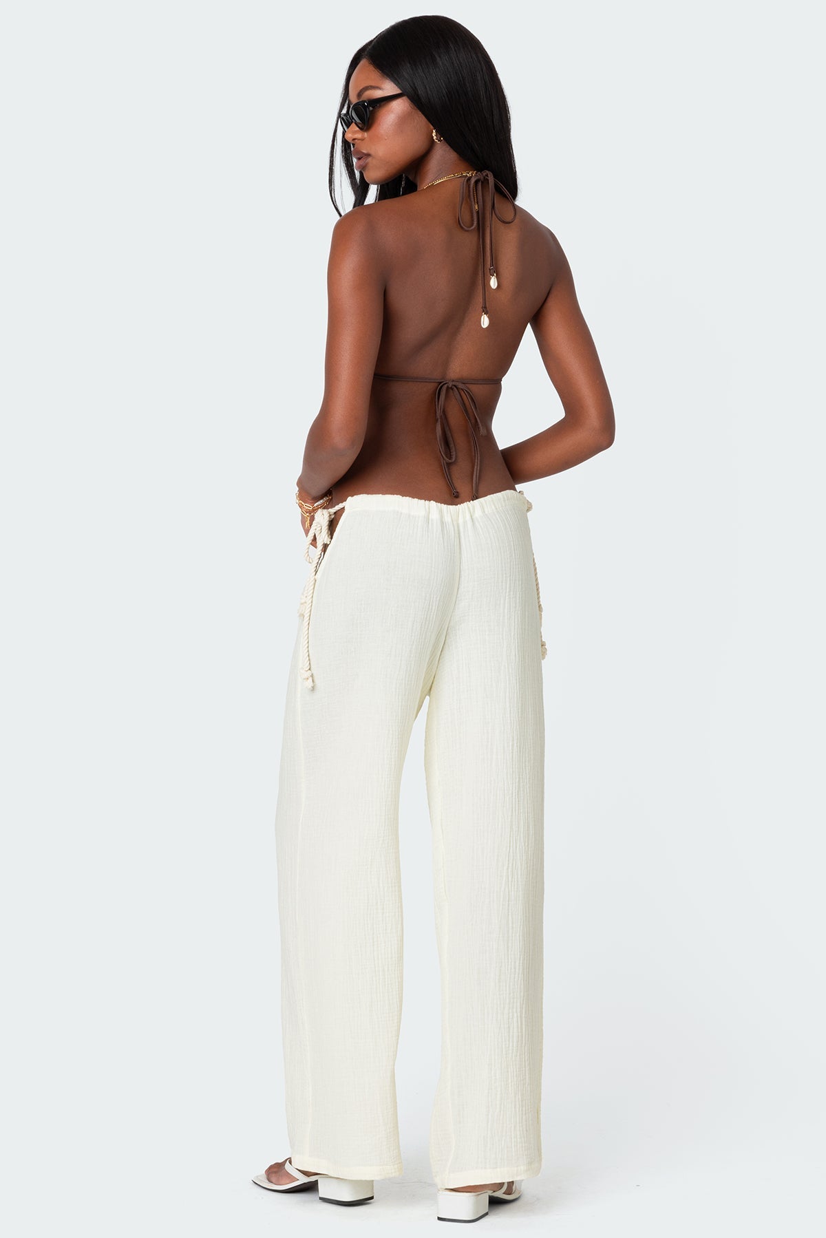 Leoni Side Tie Cotton Gauze Trousers