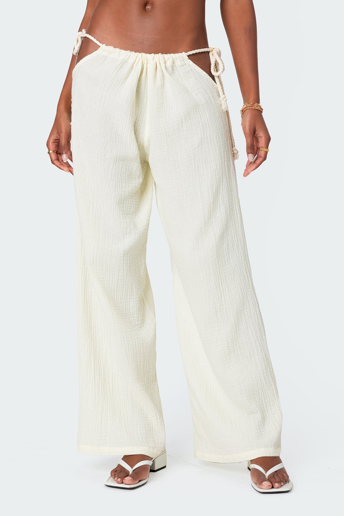 Leoni Side Tie Cotton Gauze Trousers