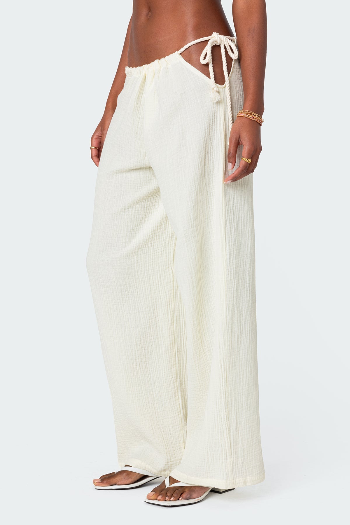 Leoni Side Tie Cotton Gauze Trousers