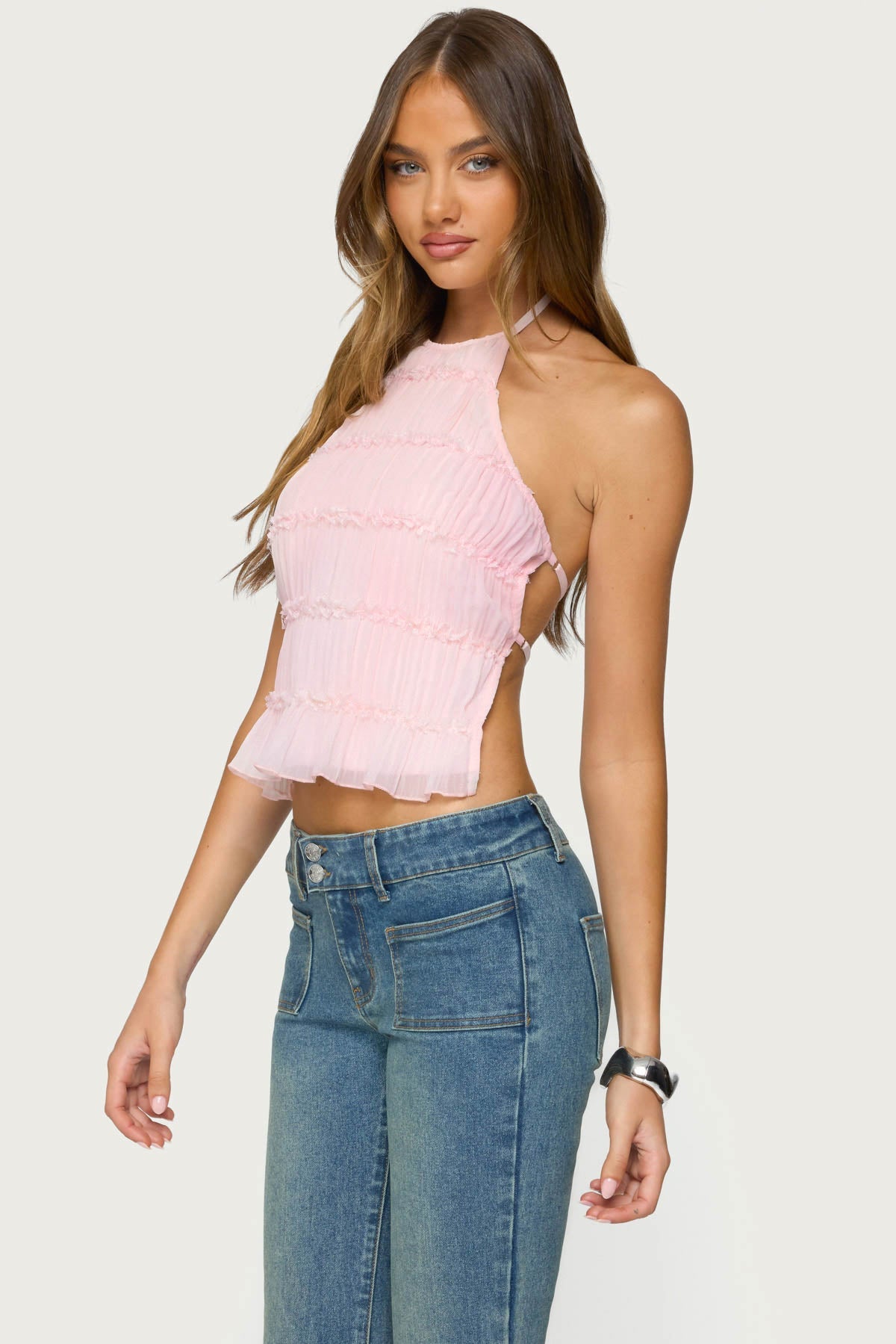 Amit Tiered Chiffon Halter Top