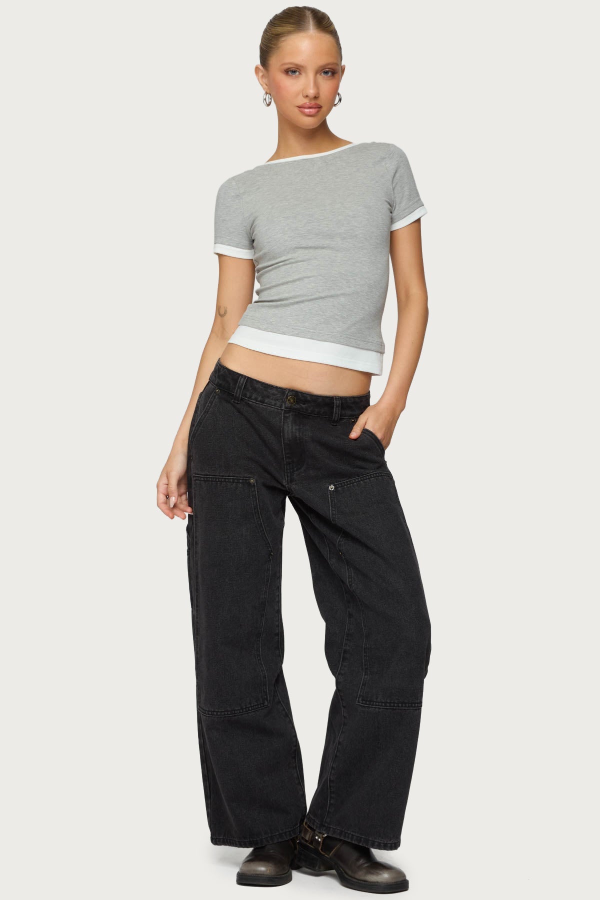 Petite Ayla Low Rise Baggy Carpenter Jeans