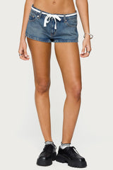 Olesia Tie Belt Denim Shorts