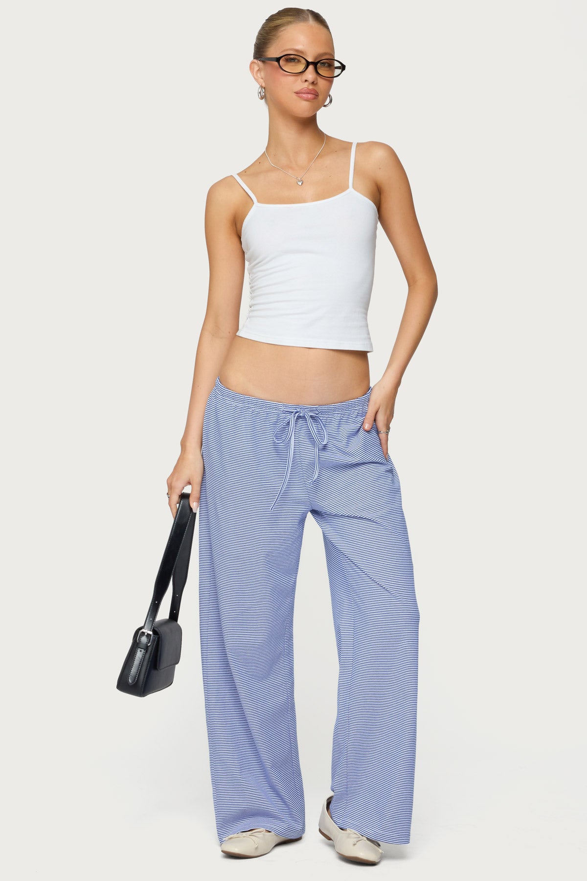 Petite Olivia Striped Loose Fit Trousers