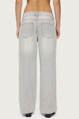 Petite Magda Acid Wash Low Rise Baggy Jeans
