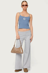 Petite Wide Leg Fold Over Trousers