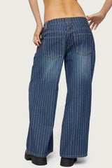 Petite Cory Striped Low Rise Baggy Jeans