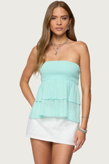 Harleigh Ruffled Linen Look Tube Top