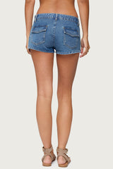 Olivera Lace Up Denim Mini Skort