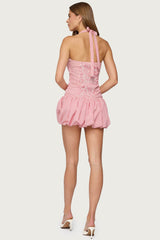 Pinstripe Bubble Skirt Mini Dress