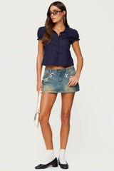 Lanie Eyelet Tailored Button Up Shirt