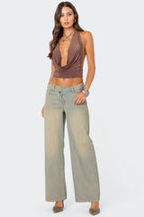 Deep Cowl Neck Open Back Top