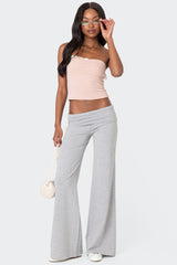 Wide Leg Foldover Trousers