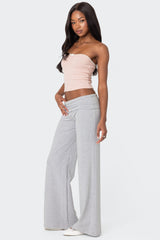 Wide Leg Foldover Trousers