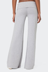 Wide Leg Foldover Trousers