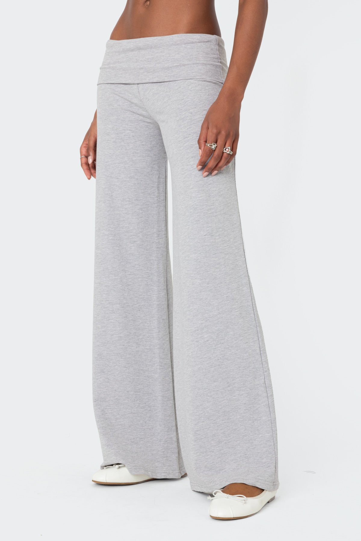 Wide Leg Foldover Trousers