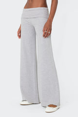 Wide Leg Foldover Trousers