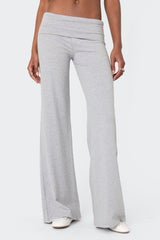 Wide Leg Foldover Trousers