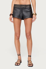 Kaylan Grommet Faux Leather Shorts
