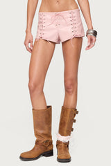 Elisha Lace Up Faux Leather Shorts
