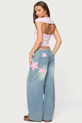 Trish Stars Low Rise Baggy Jeans