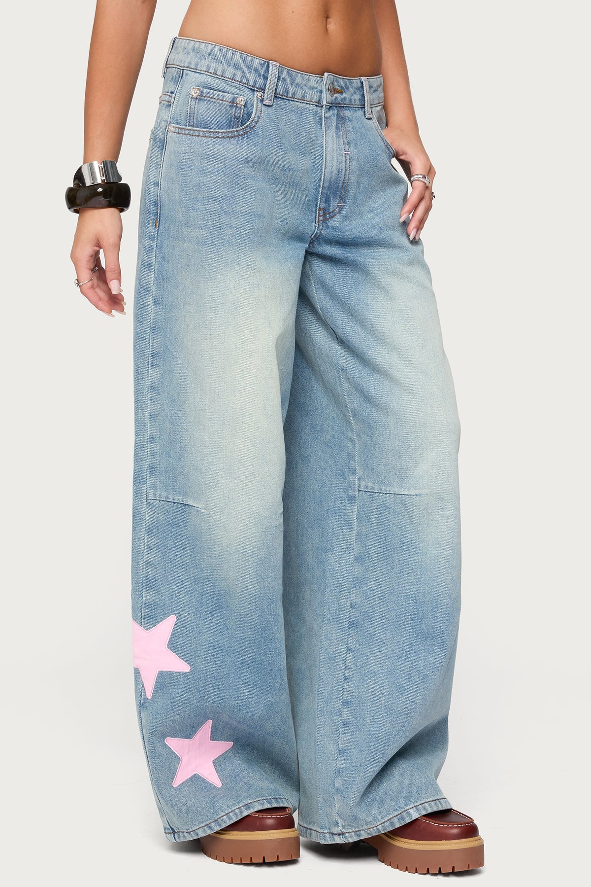 Trish Stars Low Rise Baggy Jeans