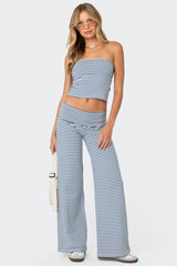 Lilah Striped Fold Over Trousers