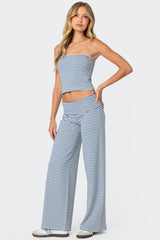 Lilah Striped Fold Over Trousers
