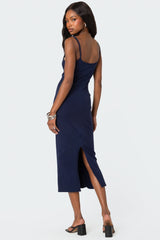 Air Back Slitted Midi Dress