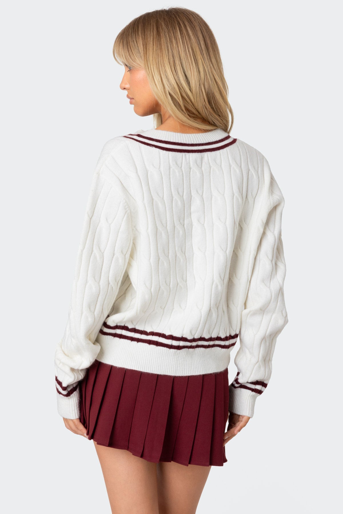 Dean V Neck Cable Sweater