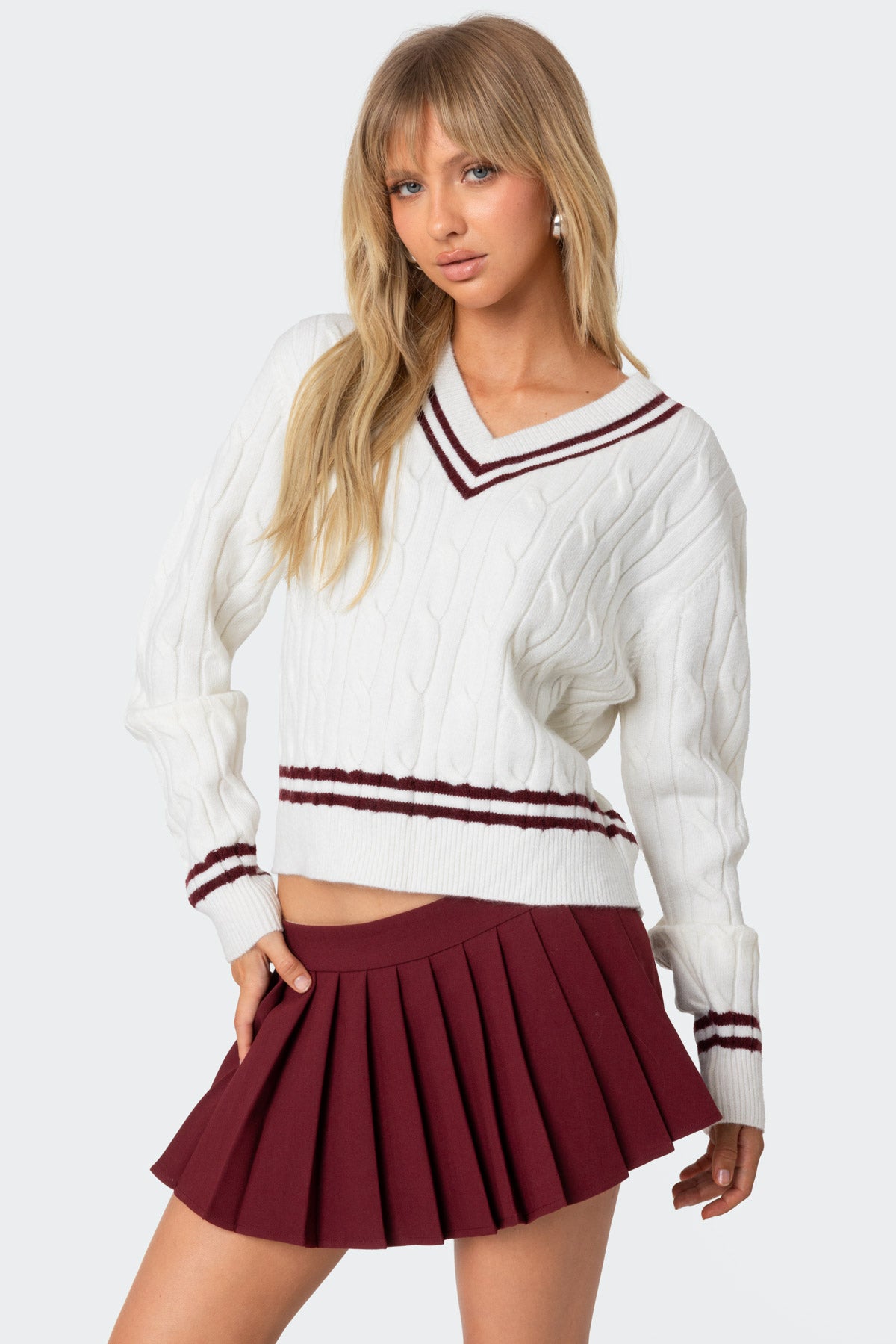 Dean V Neck Cable Sweater