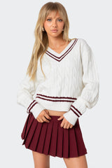 Dean V Neck Cable Sweater