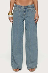 Stitch & Pleat Low Rise Baggy Jeans
