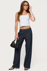 Ayve Eyelet Waist Straight Leg Trousers