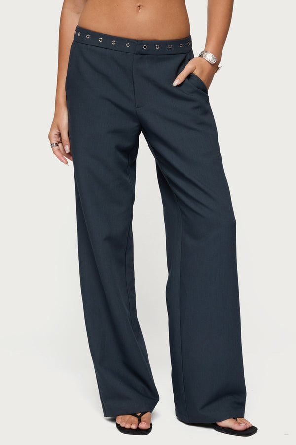 Ayve Eyelet Waist Straight Leg Trousers