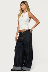 Cuffed Low Rise Baggy Jeans