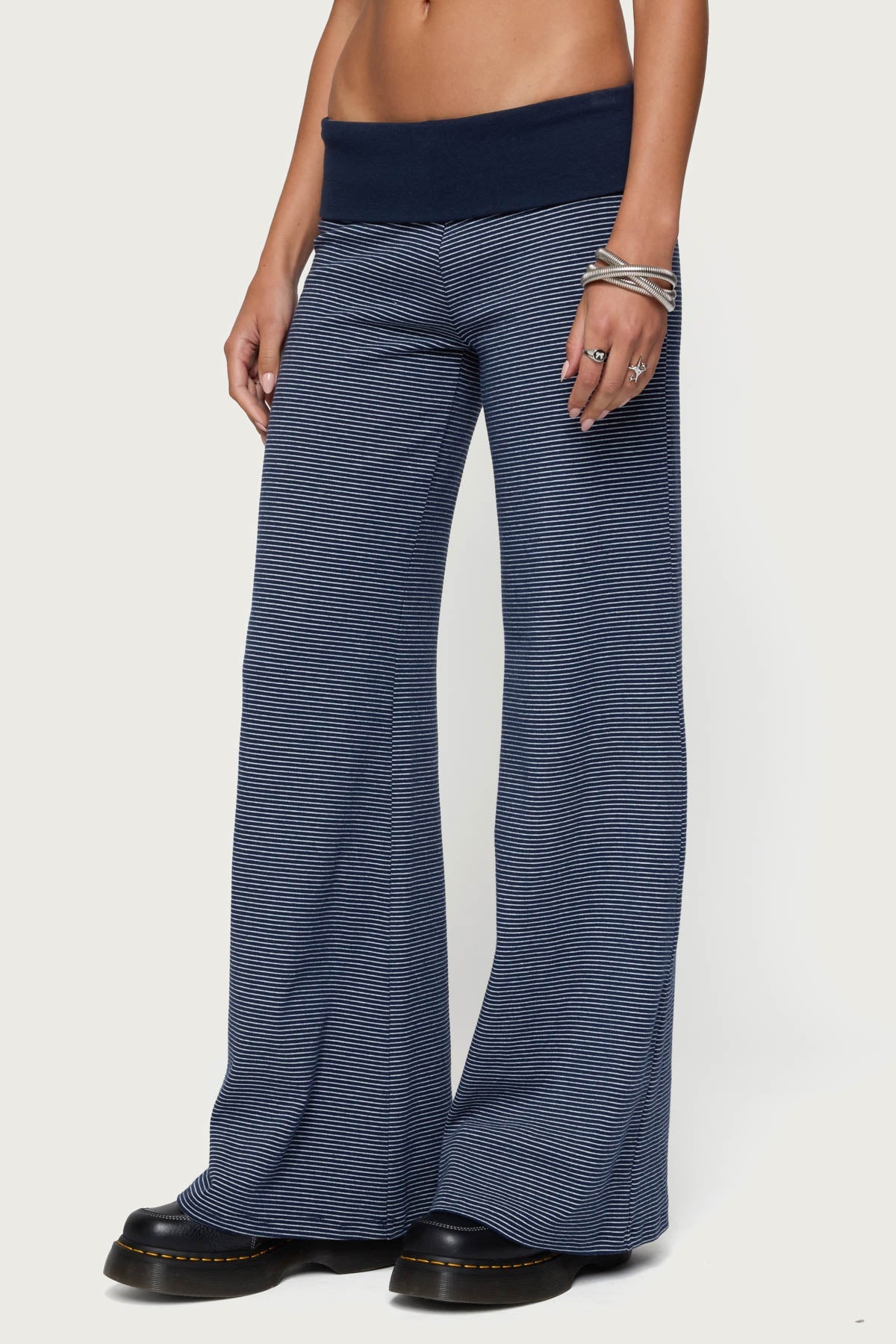 Amarna Striped Fold Over Trousers