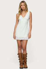 Shayla Ruffle Textured Mini Dress