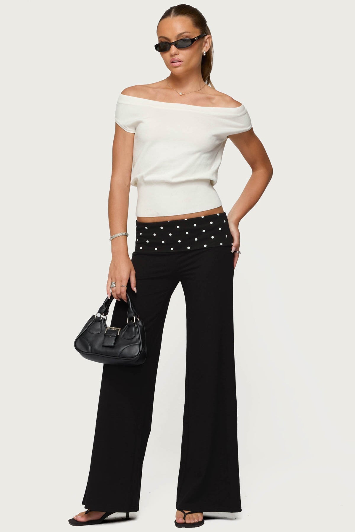 Reeva Polka Dot Foldover Trousers