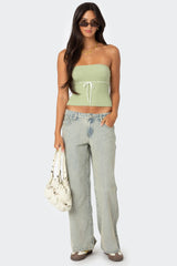 Petite Magda Acid Wash Low Rise Baggy Jeans