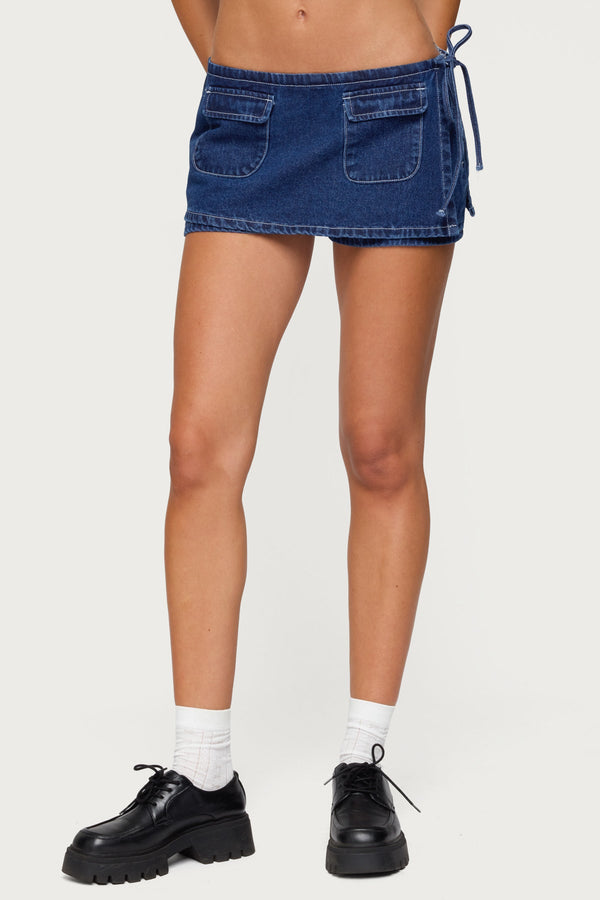 Giselle Wrap Denim Mini Skort