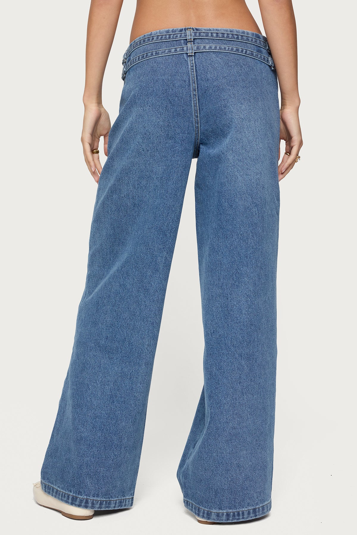 Livia Double Belt Low Rise Baggy Jeans